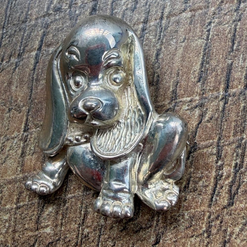 Mexico Sterling Silver Dog Brooch Silver
